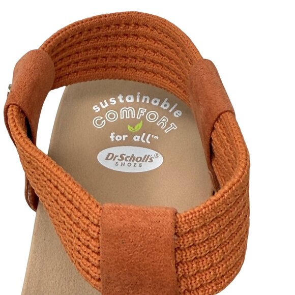 Dr. Scholls Blossom Orange Strappy Sandal Faux Wood Block Heel Womens Size‎ 10M - Picture 7 of 10
